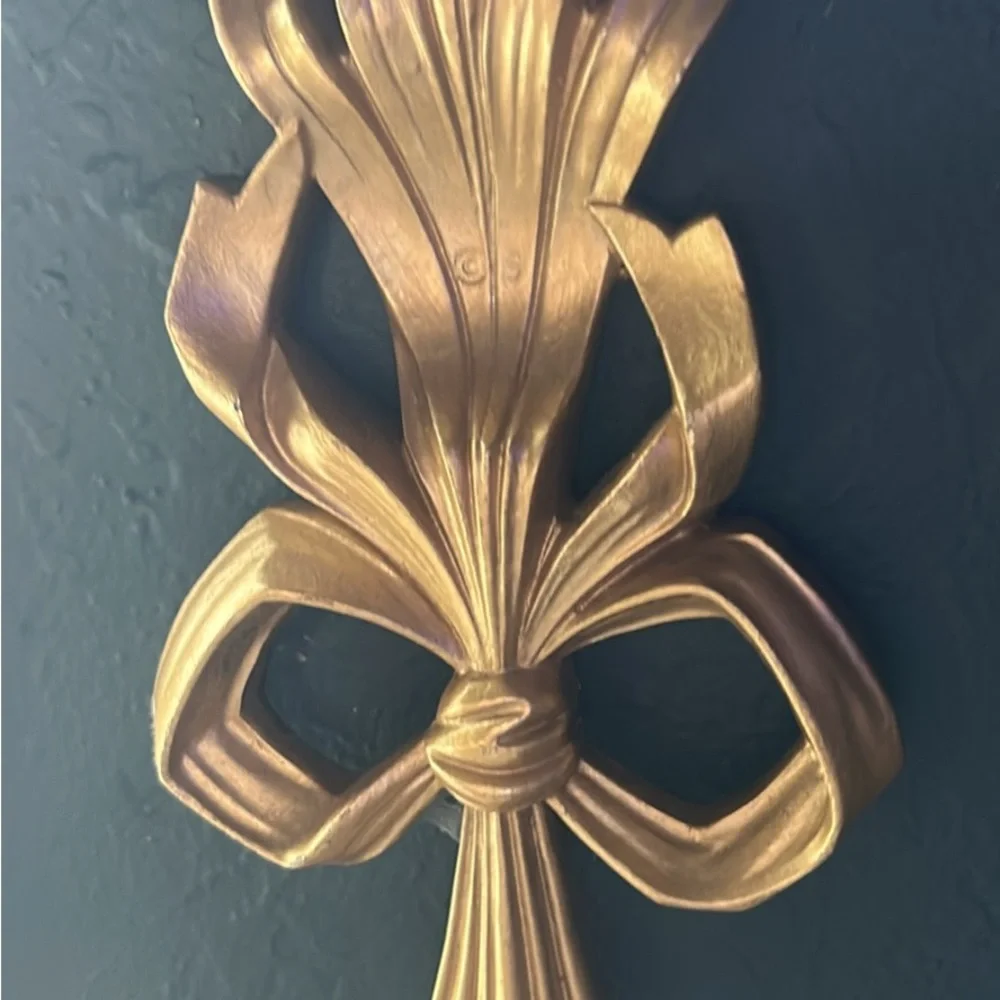 Classic Gold Floral Ribbon Wall Accent - Decorative Home Wall Art